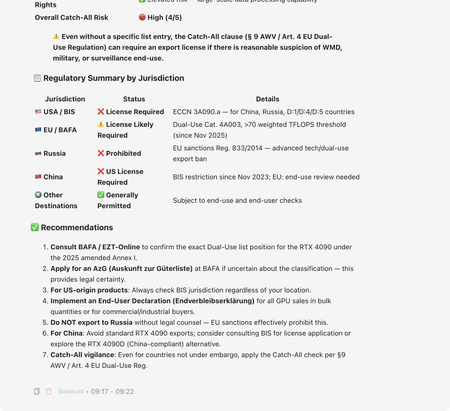Regulatory summary by jurisdiction and compliance recommendations for NVIDIA RTX 4090 export