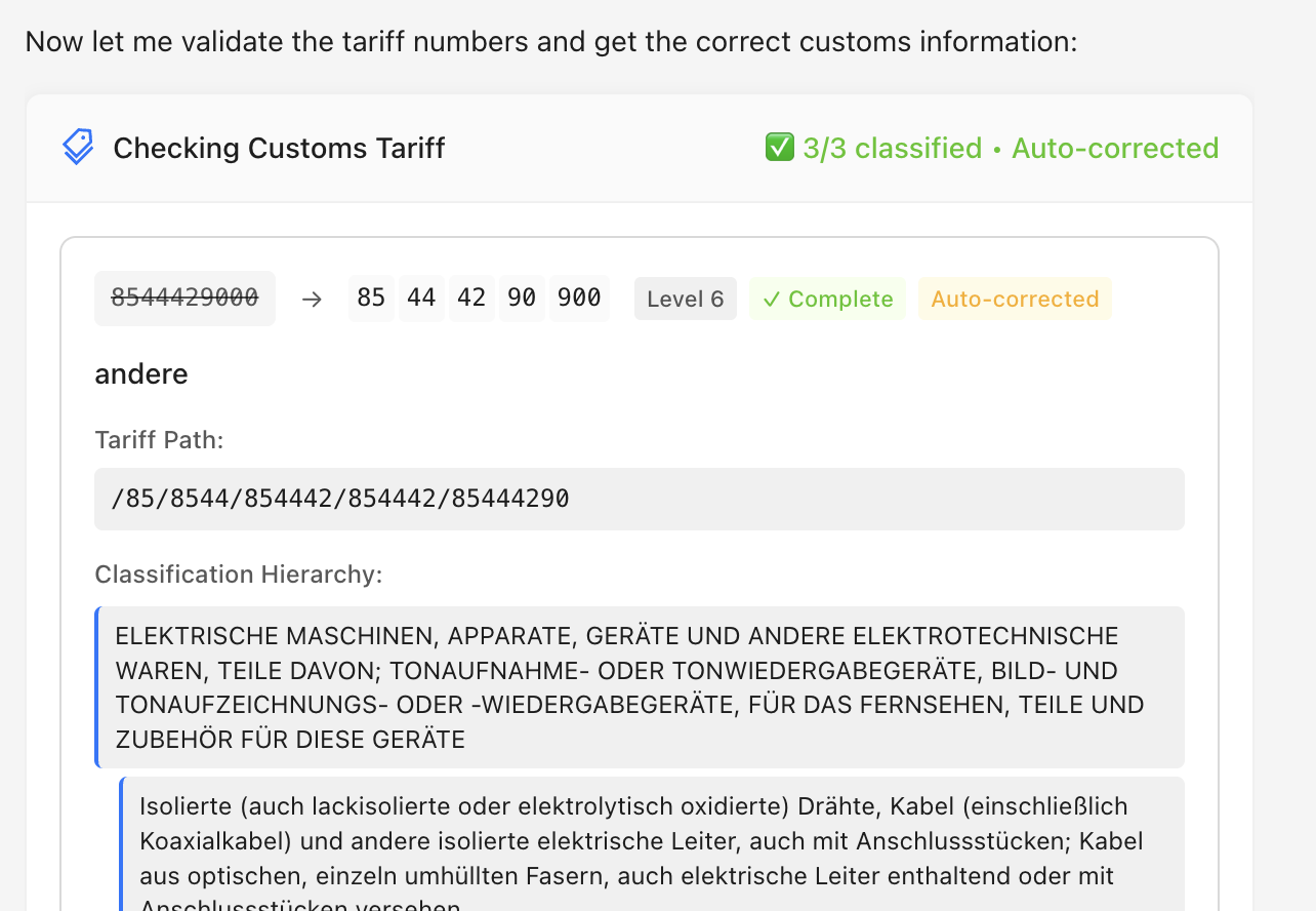 Beispiel Tarifnummer-Tool
