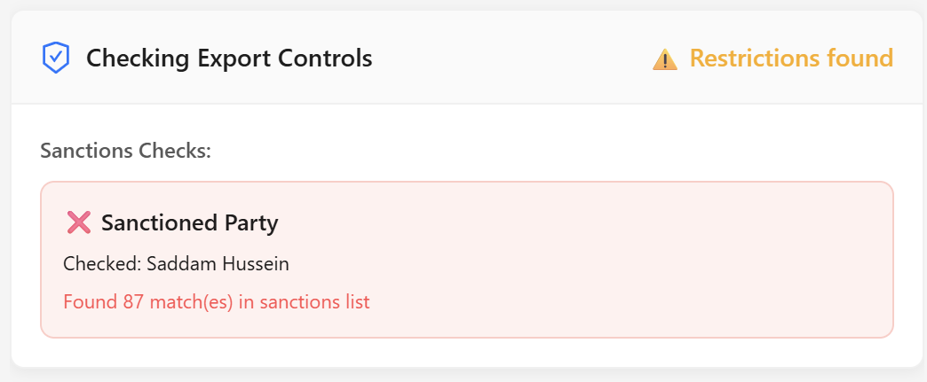 Tablou de bord pentru controlul la export